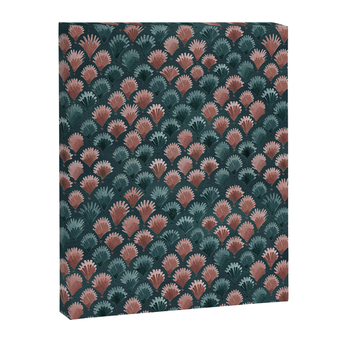 Art Deco scallops Watercolour palmtrees - teal pink Canvas Print Gallery Image 1