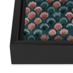 Art Deco scallops Watercolour palmtrees - teal pink Framed Canvas Print Gallery Image 3