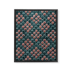 Art Deco scallops Watercolour palmtrees - teal pink Framed Canvas Print Gallery Image 6