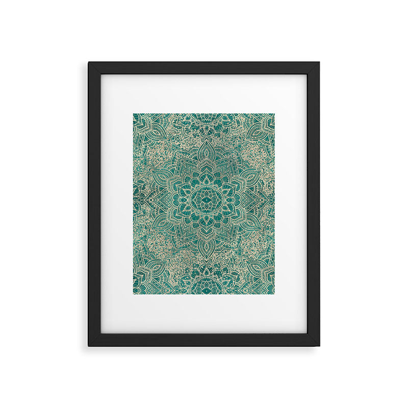 Azure teal Boho Jewel Mandala Framed Art Print Gallery Image 5