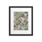 Bali  Pink Jungle Watercolour Palm and Monstera Leaves  Framed Art Print Gallery Image 5
