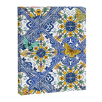 Blue ceramic maiolica tiles, yellow flowers and butterflies Canvas Print Gallery Image 3