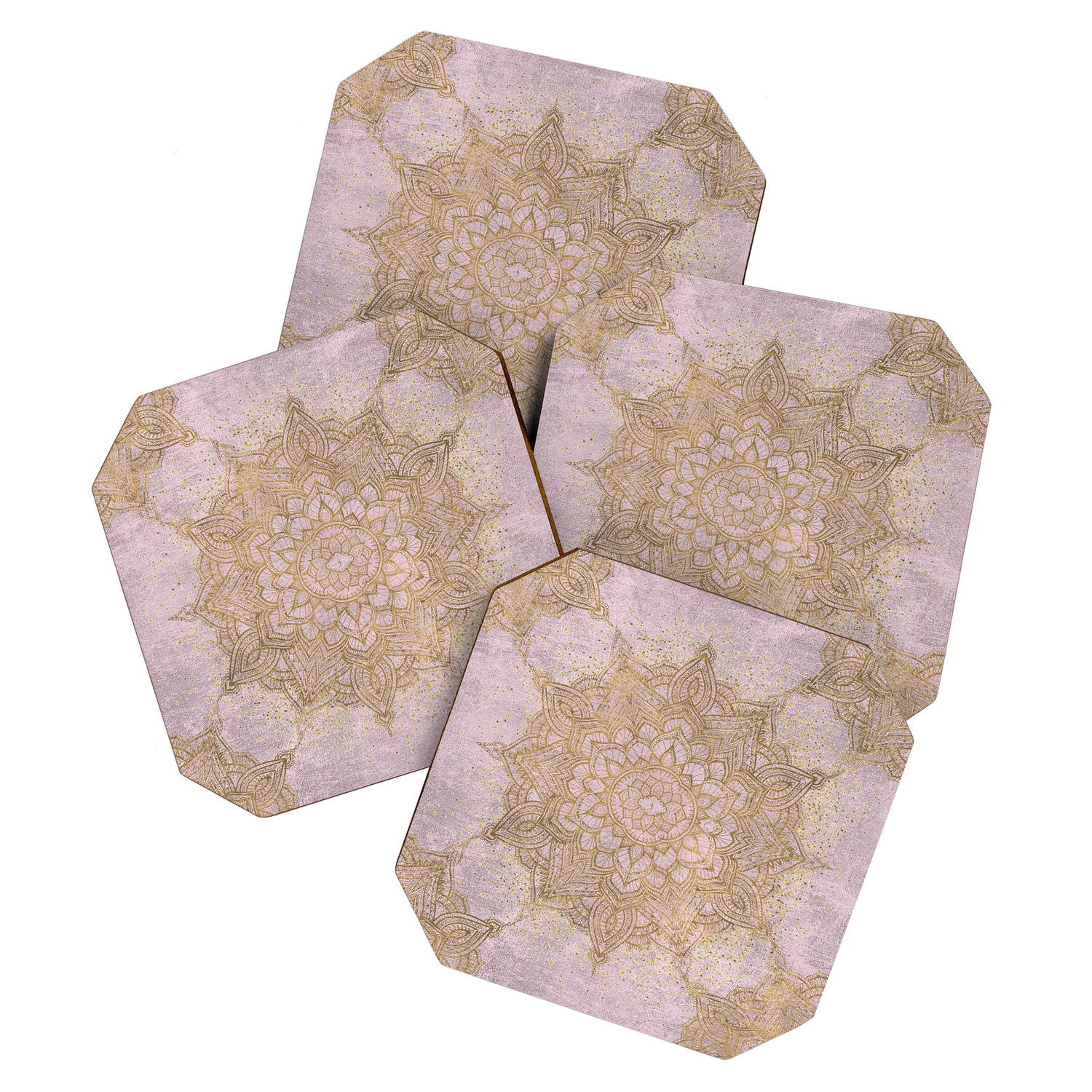 Boho sparkling mandala - rose gold Coaster Gallery Image 1