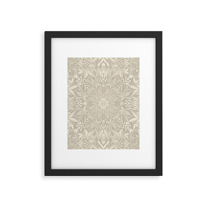 Elegant art deco mandala sacred geometry soft gold Framed Art Print Gallery Image 1