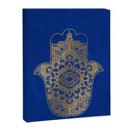golden hamsa fatma hand and mandala on classic blue Canvas Print Gallery Image 6