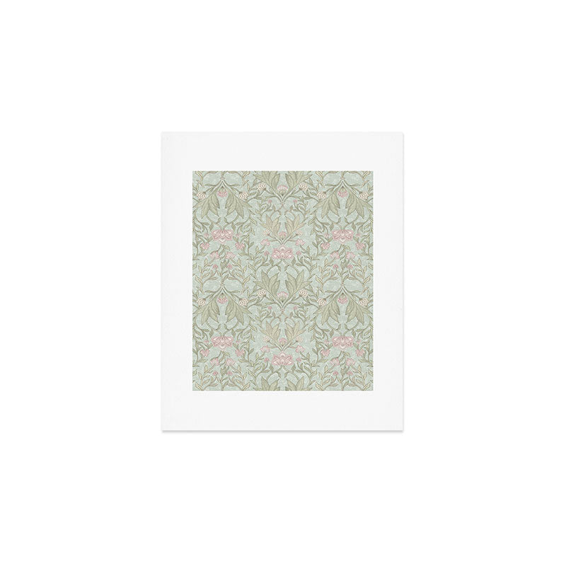 Ivy Morris Sage Green Floral Damask with Climbing Vines Art Print Gallery Image 1