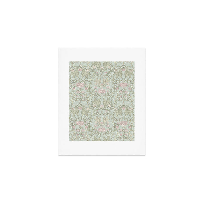 Ivy Morris Sage Green Floral Damask with Climbing Vines Art Print Gallery Image 1