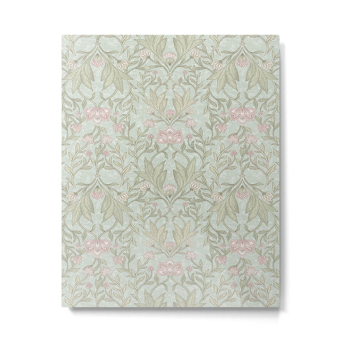 Ivy Morris Sage Green Floral Damask with Climbing Vines Metal Print Gallery Image 1
