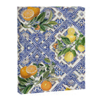 Mediterranean blue ceramic tiles, citrus fruit, lemons and oranges Canvas Print Gallery Image 6