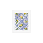 Mediterranean citrus, lemons on blue ceramic tiles Art Print Gallery Image 1