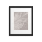 Minimalist palm leaf -neutral beige linen Framed Art Print Gallery Image 5