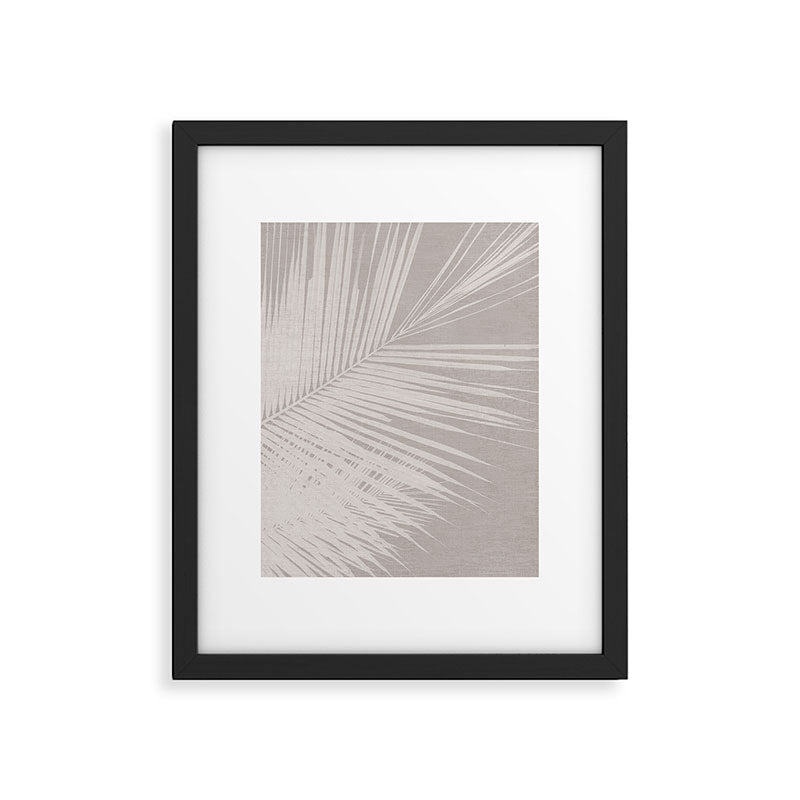 Minimalist palm leaf -neutral beige linen Framed Art Print Gallery Image 5