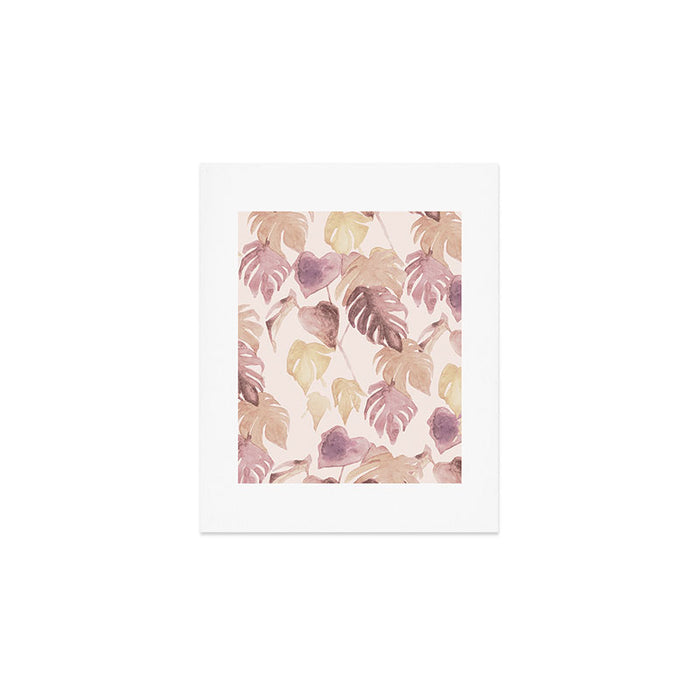 Modern boho pink tropical watercolour palms Art Print Gallery Image 1