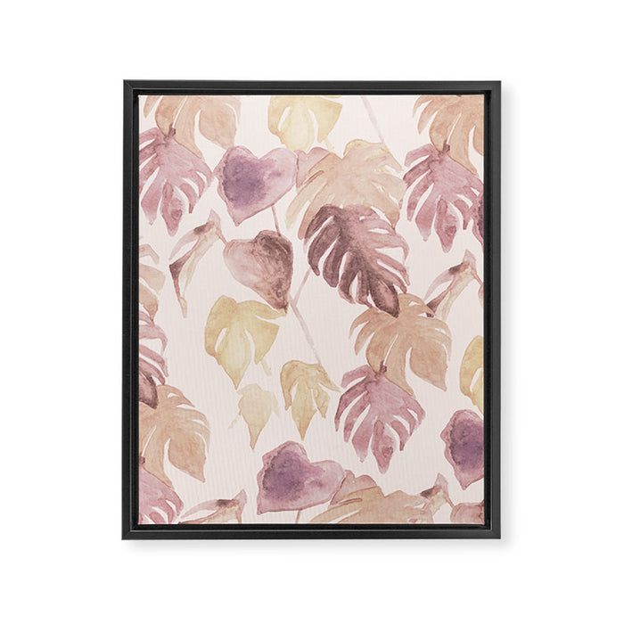 Modern boho pink tropical watercolour palms Framed Canvas Print Gallery Image 1