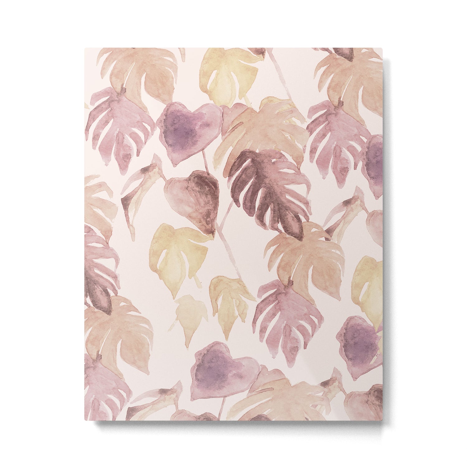 Modern boho pink tropical watercolour palms Metal Print Gallery Image 4
