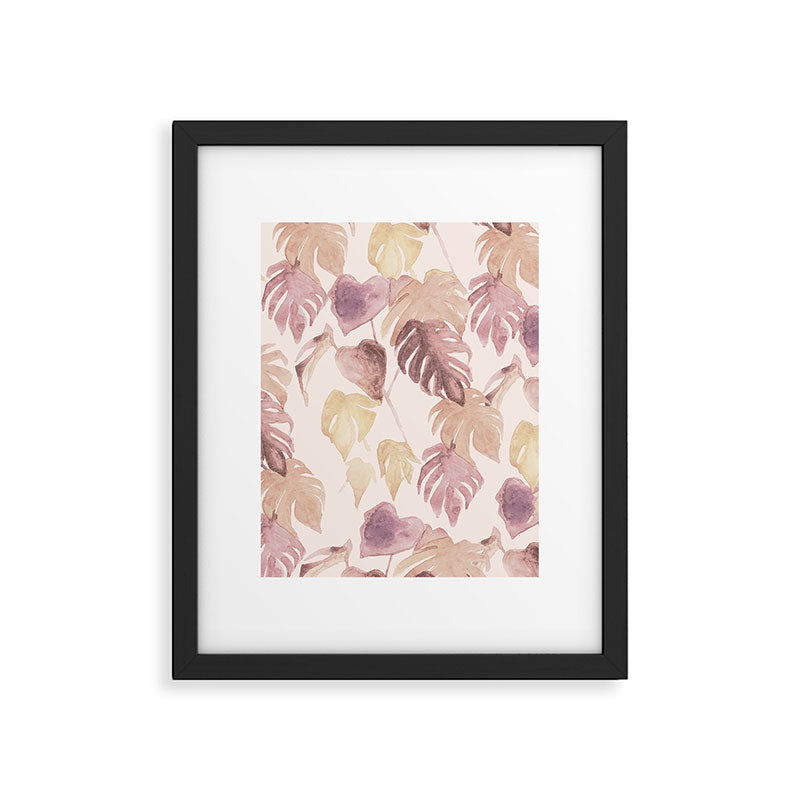 Modern boho pink tropical watercolour palms Framed Art Print Gallery Image 5