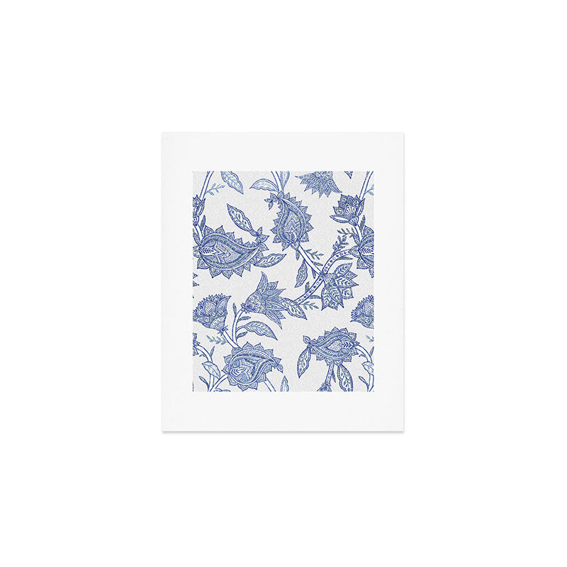 Oriental classic floral paisley - Delft Blue Art Print Gallery Image 1