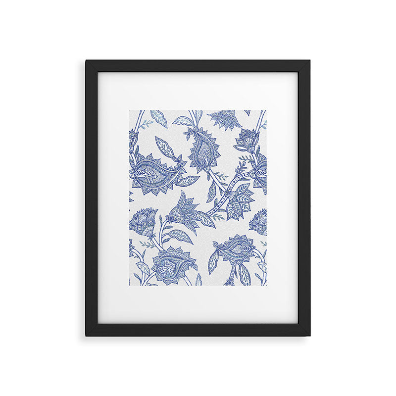 Oriental classic floral paisley - Delft Blue Framed Art Print Gallery Image 6