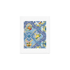 Sicilian Limones, italian mediterranean citrus fruit maiolica blue tiles Art Print Gallery Image 1