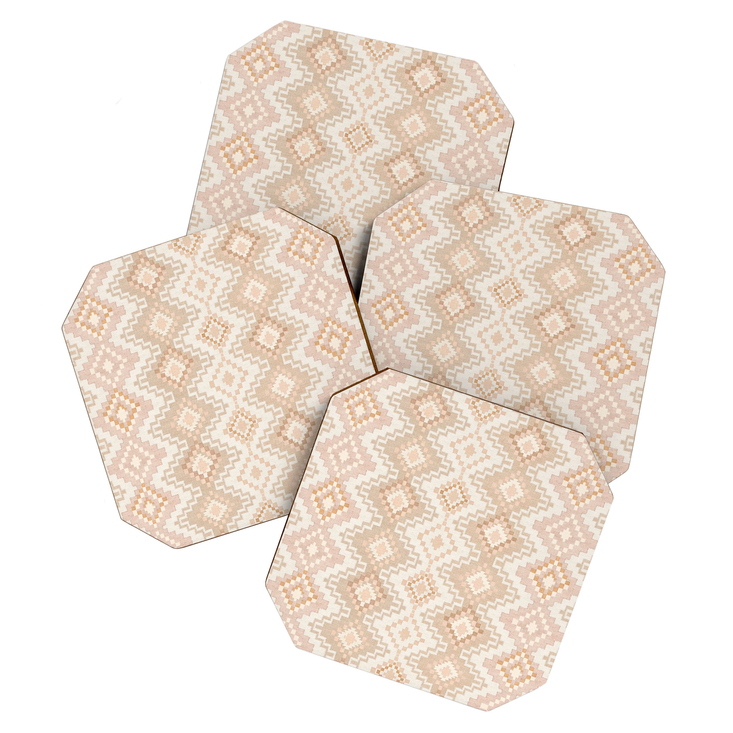 Southern Western Boho Geo  Americana Rug  ivory soft pink Coaster Gallery Image 1