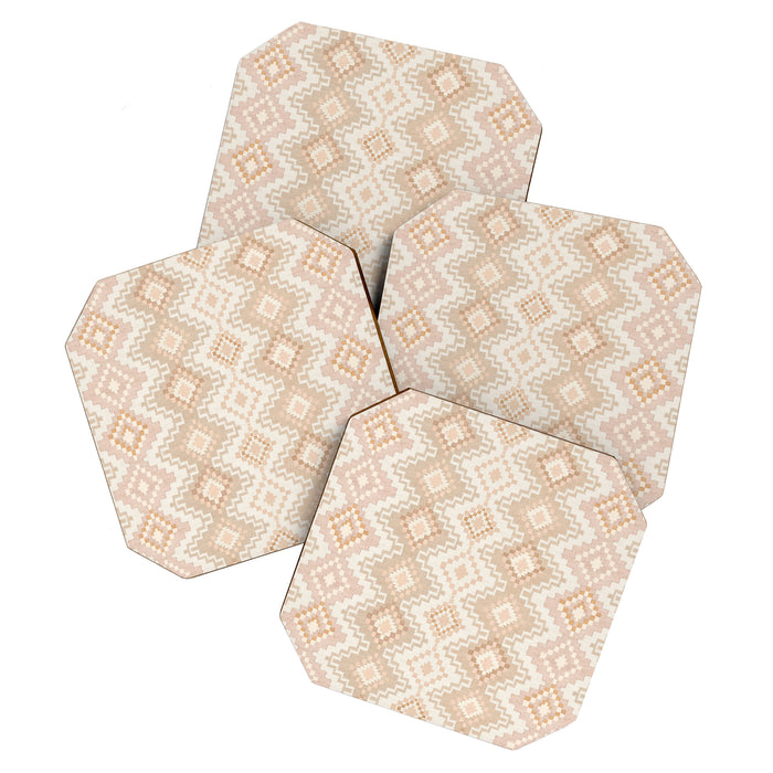 Southern Western Boho Geo  Americana Rug  ivory soft pink Coaster Gallery Image 1