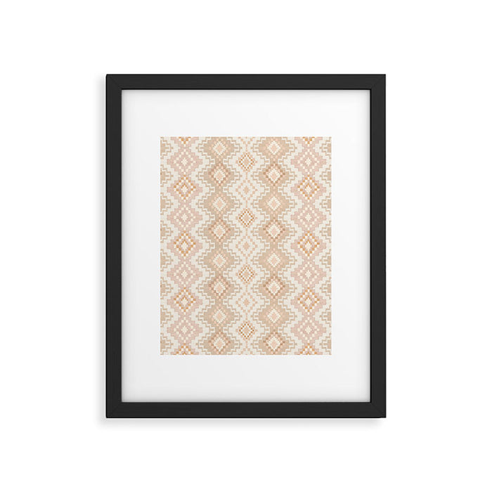 Southern Western Boho Geo  Americana Rug  ivory soft pink Framed Art Print Gallery Image 1