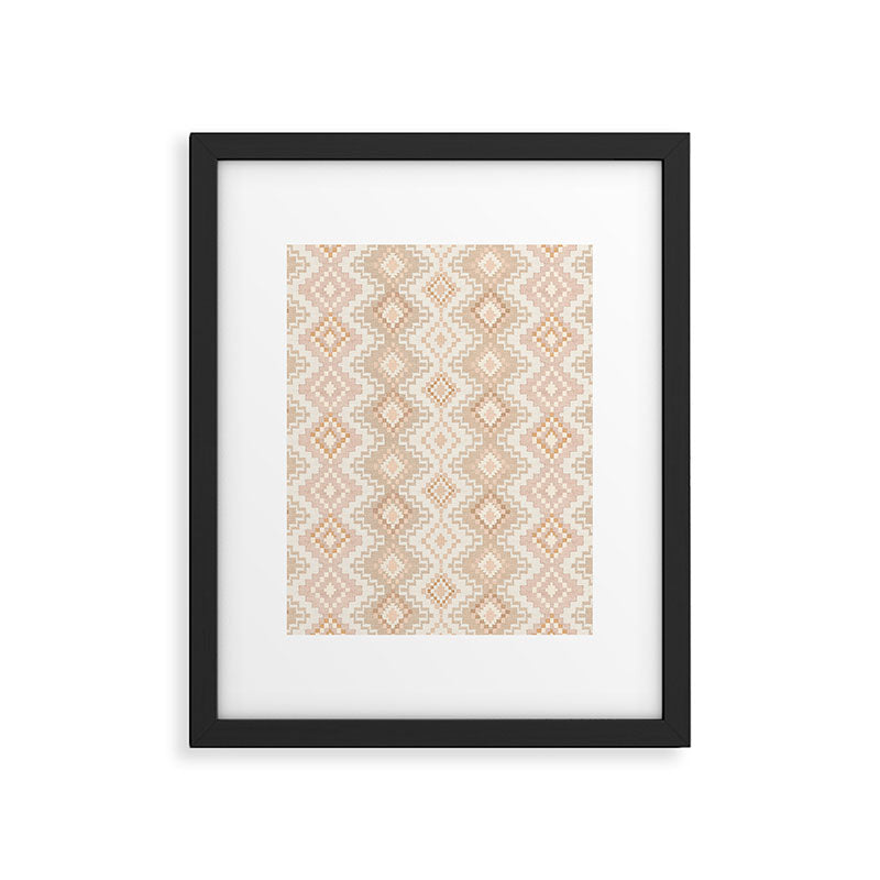Southern Western Boho Geo  Americana Rug  ivory soft pink Framed Art Print Gallery Image 6