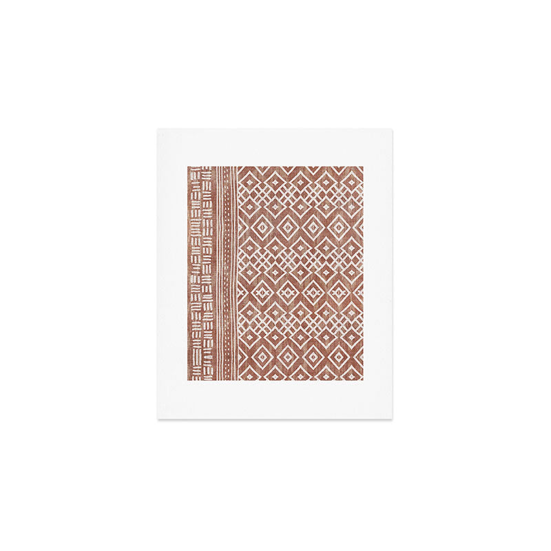Terracotta boho geo mud cloth  Art Print Gallery Image 1