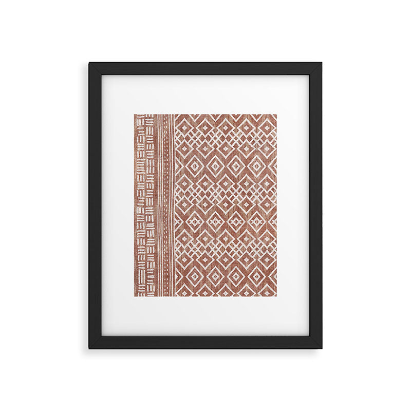 Terracotta boho geo mud cloth  Framed Art Print Gallery Image 6