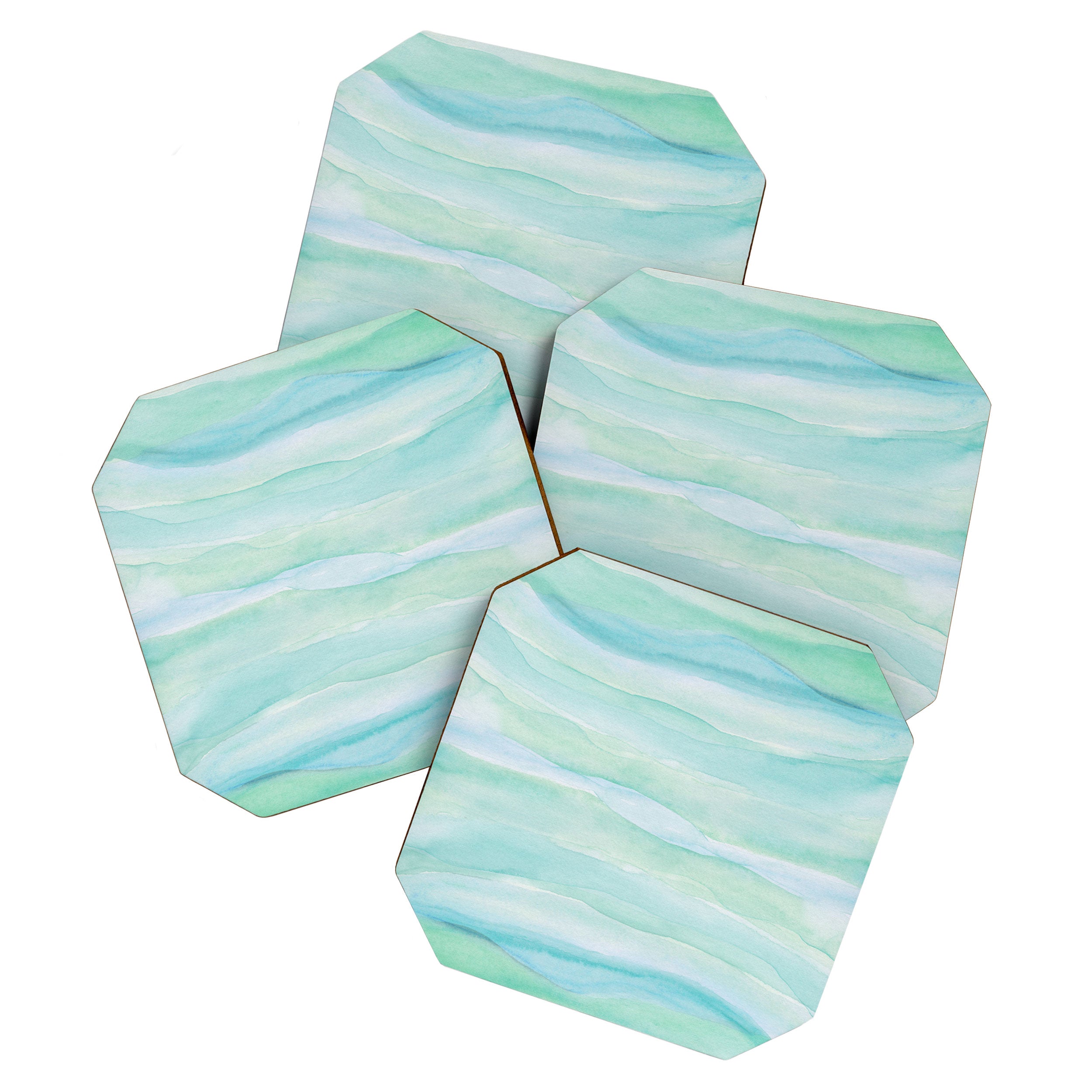 Blue Green Watercolor Layers Coaster Gallery Image 1