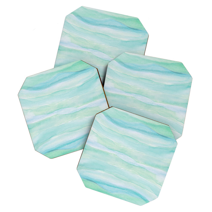 Blue Green Watercolor Layers Coaster Gallery Image 1