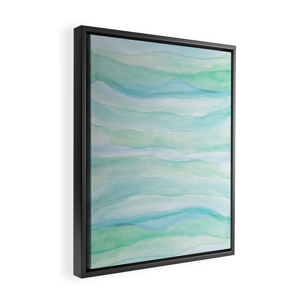 Blue Green Watercolor Layers Framed Canvas Print Gallery Image 2