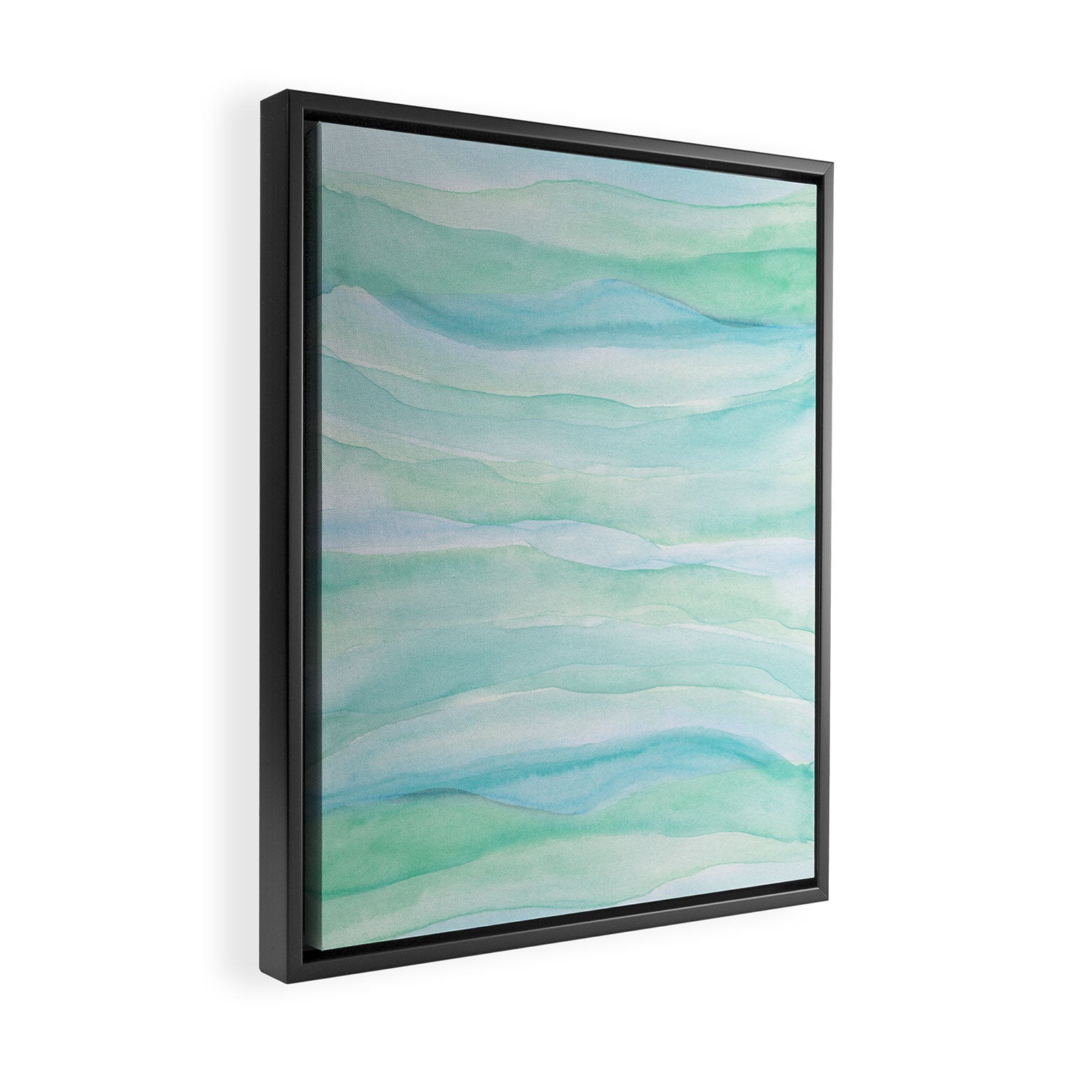 Blue Green Watercolor Layers Framed Canvas Print Gallery Image 2