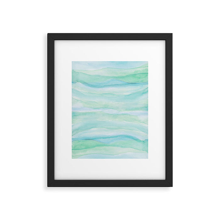 Blue Green Watercolor Layers Framed Art Print Gallery Image 1