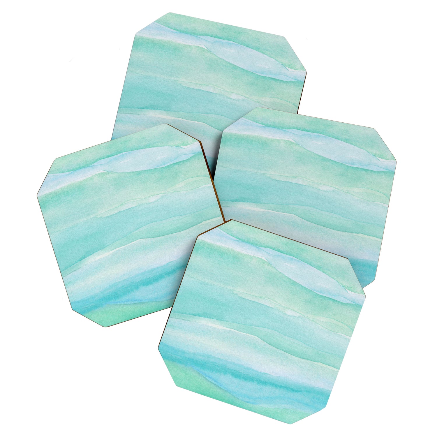 Ocean Layers - Blue Green Watercolor Coaster Gallery Image 1