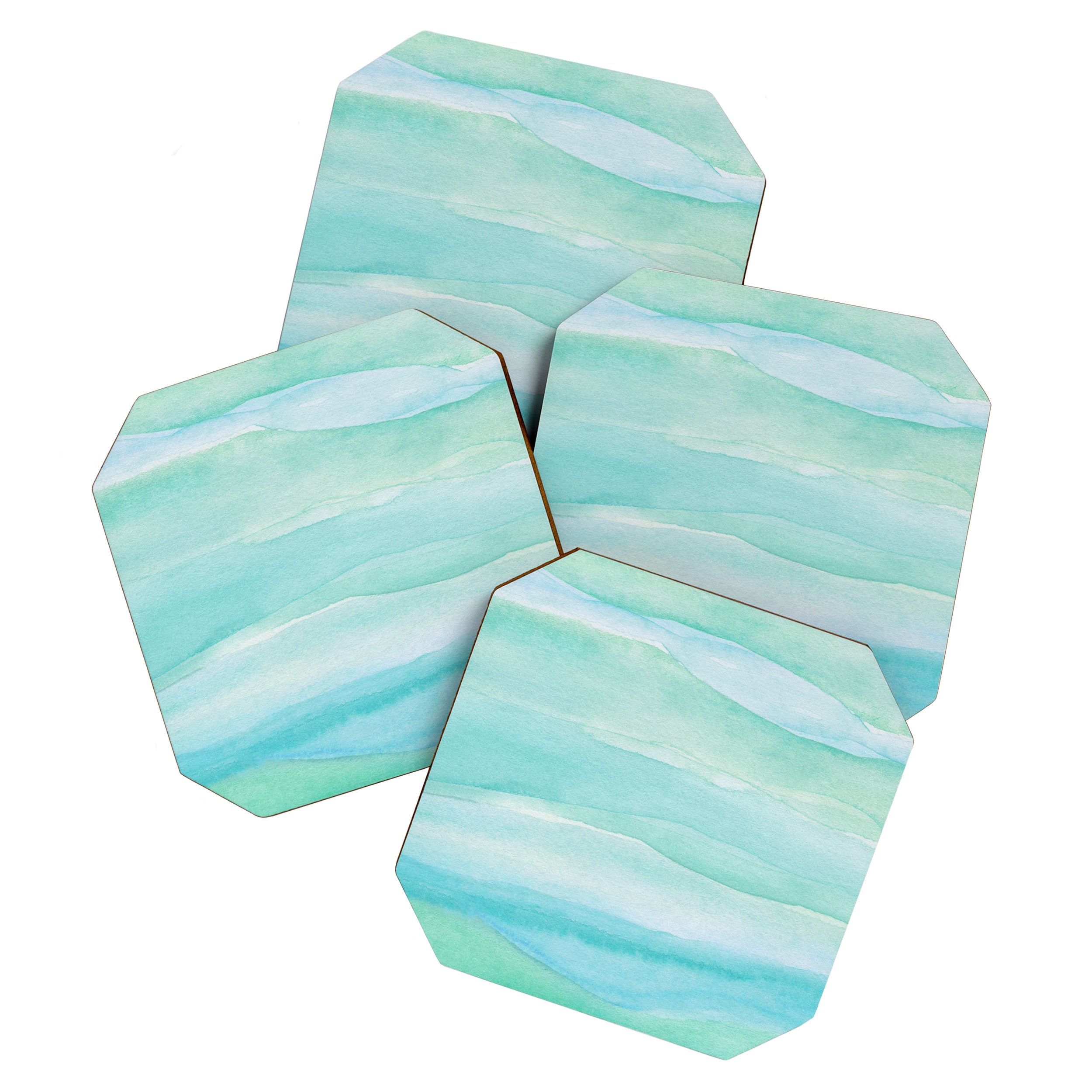 Ocean Layers - Blue Green Watercolor Coaster Gallery Image 1