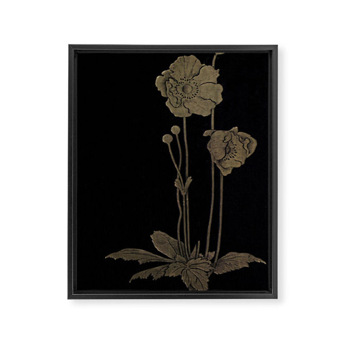 Black And Gold Poppies Framed Canvas Print Gallery Image 1