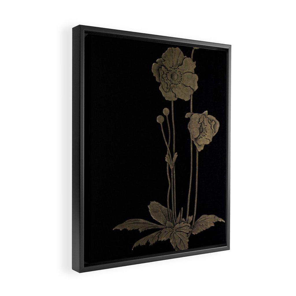 Black And Gold Poppies Framed Canvas Print Gallery Image 2