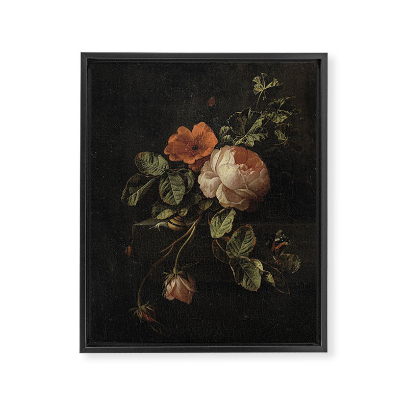 Botanical Rose And Snail Framed Canvas Print Gallery Image 6