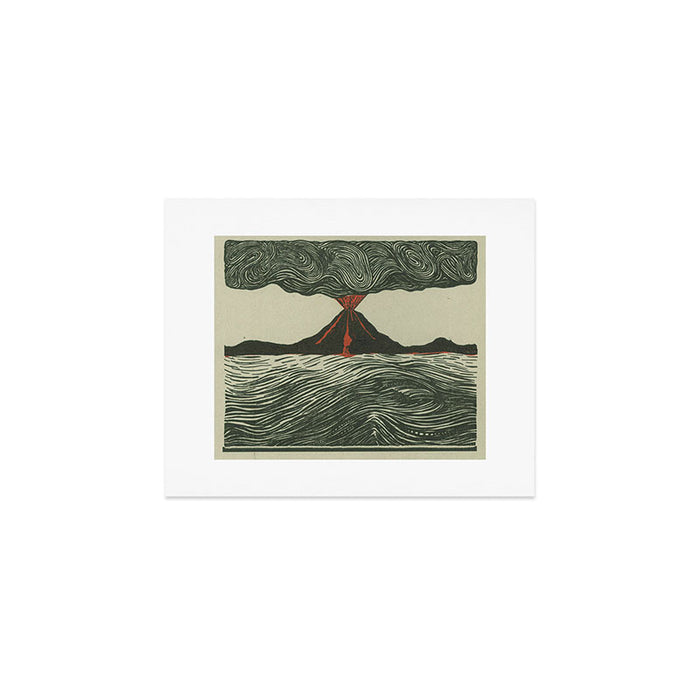 Volcano Woodcut Art Print Gallery Image 1