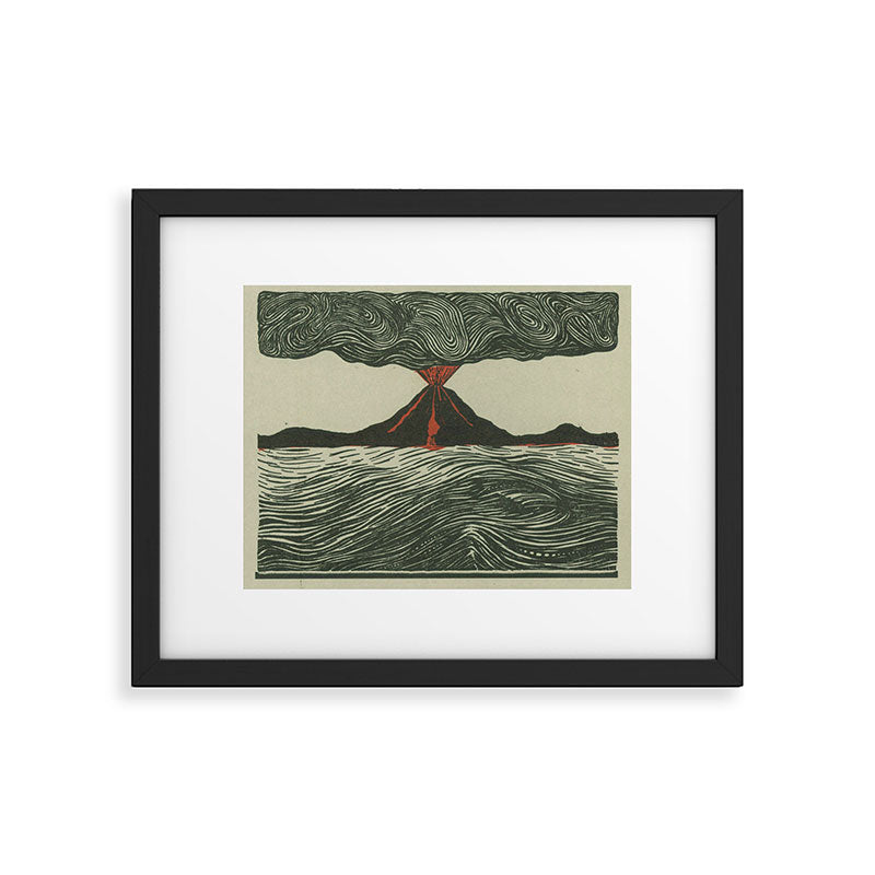 Volcano Woodcut Framed Art Print Gallery Image 5
