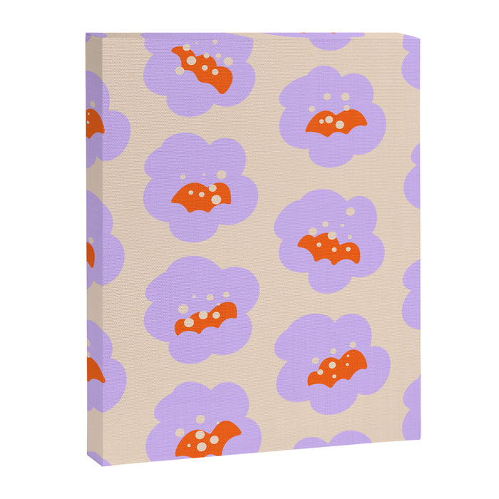 Bold Floral Toss Lavender Purple, Tangerine Orange, Cream Ivory, Playful Home Decor Canvas Print Gallery Image 1