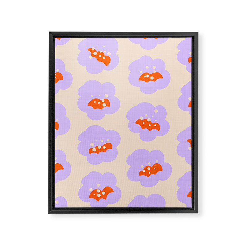 Bold Floral Toss Lavender Purple, Tangerine Orange, Cream Ivory, Playful Home Decor Framed Canvas Print Gallery Image 8