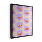 Bold Floral Toss Lavender Purple, Tangerine Orange, Cream Ivory, Playful Home Decor Framed Canvas Print Gallery Image 2