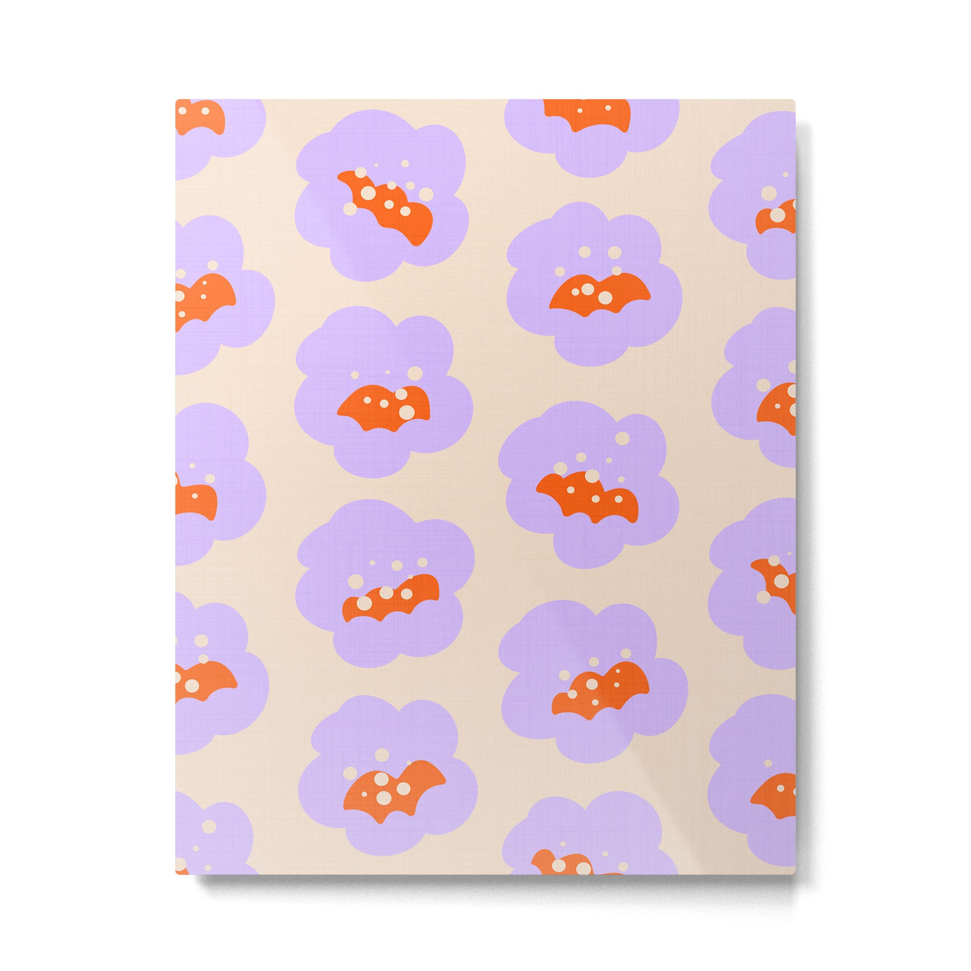 Bold Floral Toss Lavender Purple, Tangerine Orange, Cream Ivory, Playful Home Decor Metal Print Gallery Image 6