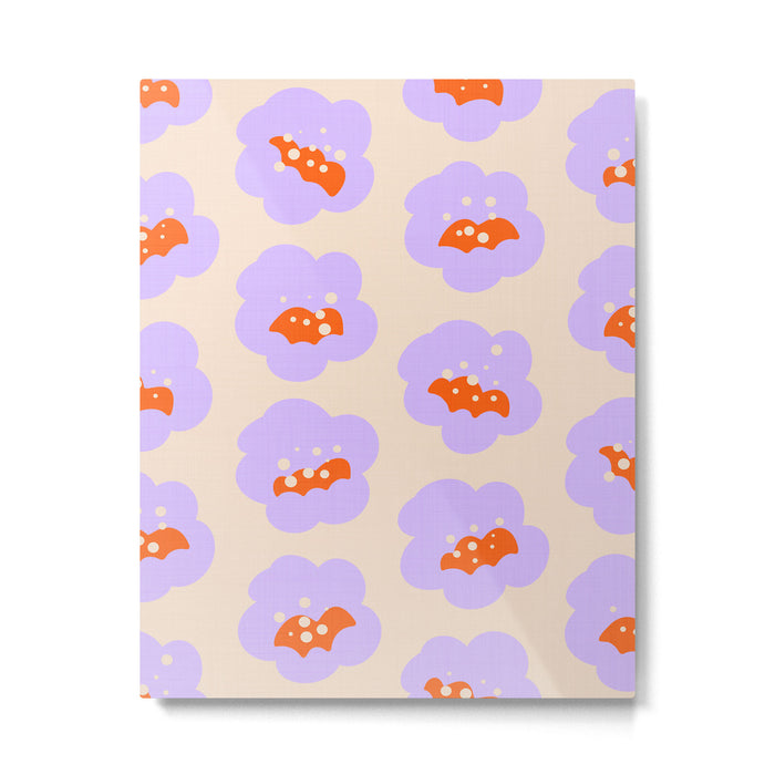 Bold Floral Toss Lavender Purple, Tangerine Orange, Cream Ivory, Playful Home Decor Metal Print Gallery Image 1