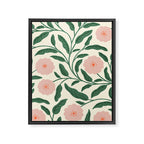 Bold Pink Botanical Blooms on Light Pattern Framed Canvas Print Gallery Image 8