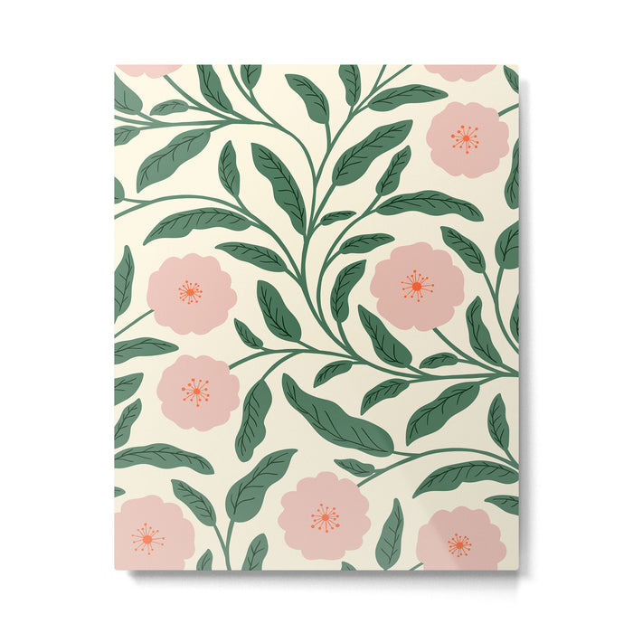 Bold Pink Botanical Blooms on Light Pattern Metal Print Gallery Image 1