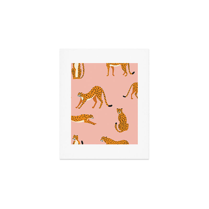 Cheetahs pattern on pink Art Print Gallery Image 1