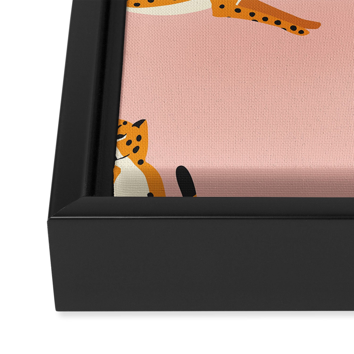 Cheetahs pattern on pink Framed Canvas Print Gallery Image 3
